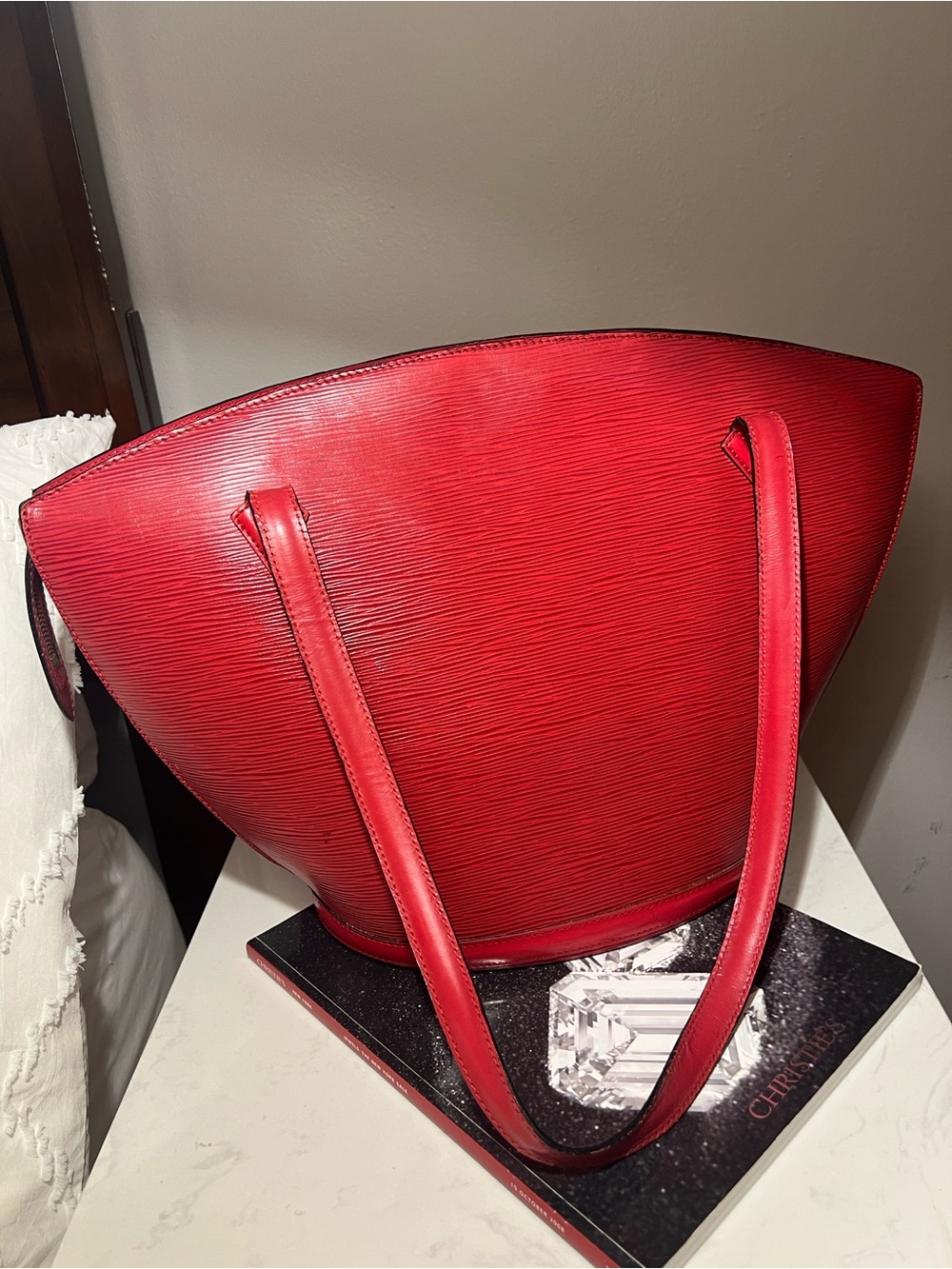 Louis Vuitton Red Epi Leather Shoulder Bag 2025